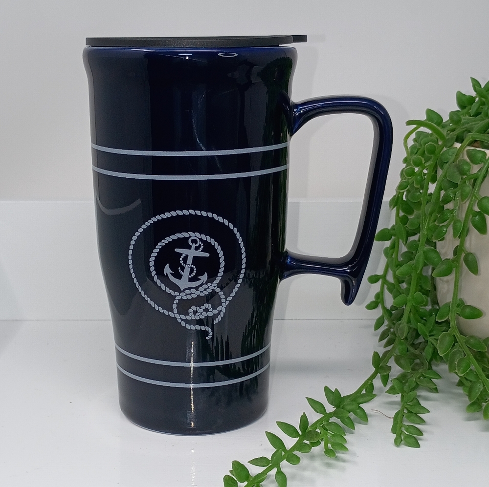 J. Crew Navy Blue Anchor Mug